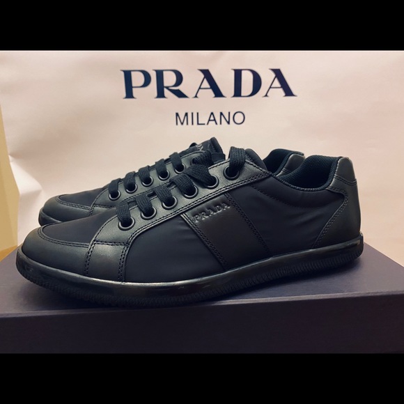 Prada Men's Nylon Leather Sneaker, Black 4E2845 - Picture 11 of 12